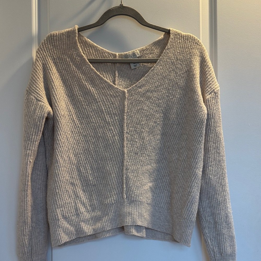 Ruby Moon Cream V-Neck Sweater